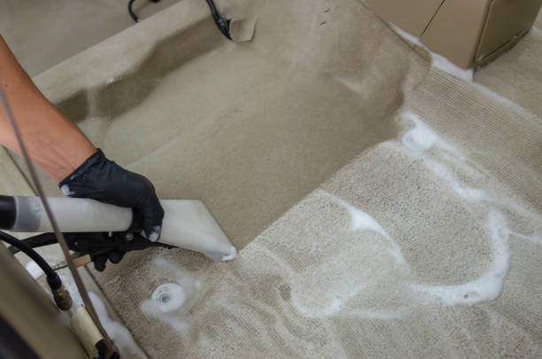 Wash the car carpet.Detailing on interior of modern car.